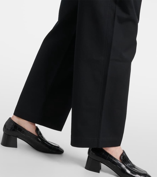 Cotton twill wide-leg pants