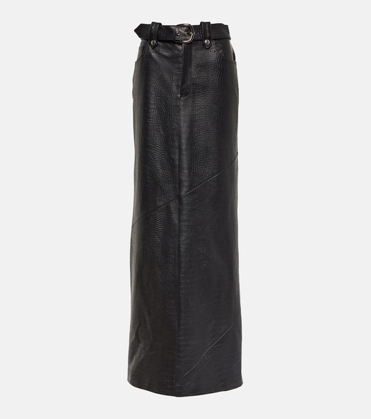 Mock-croc leather maxi skirt