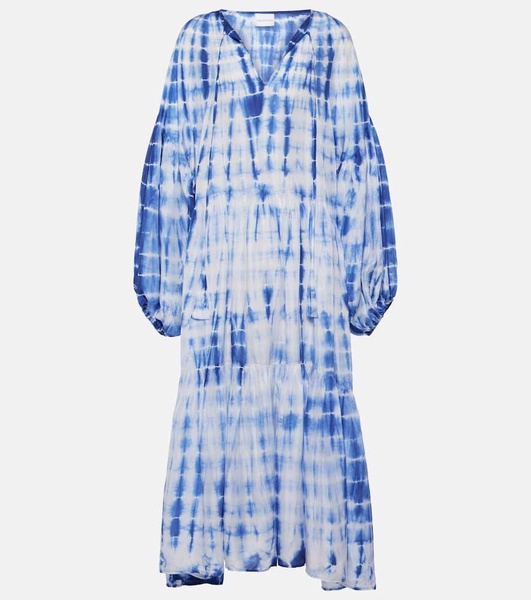 Amelia tie-dye tiered silk midi dress