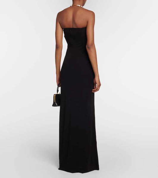 Ruched strapless maxi dress