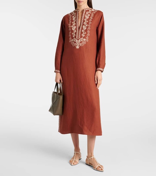 Faye embroidered linen kaftan