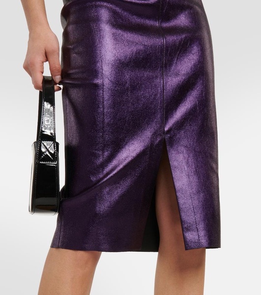 Carmen metallic leather midi skirt