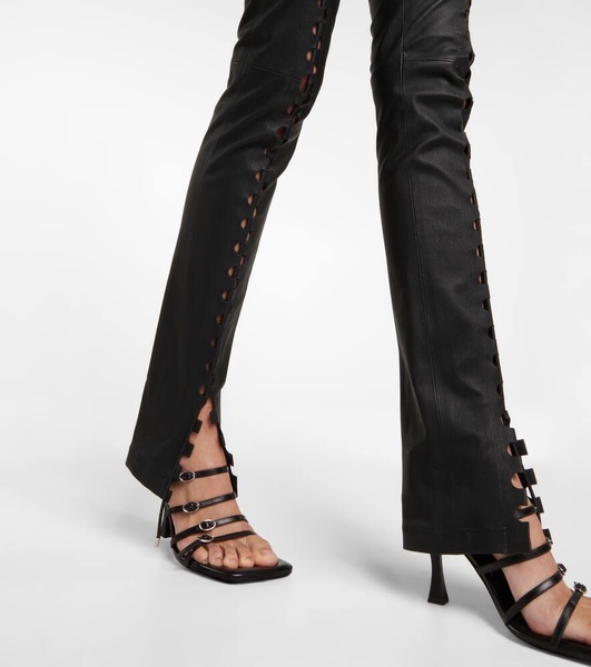 Hinge-seam leather pants