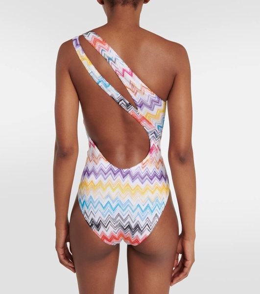 Zig-zag one-shoulder swimsuit