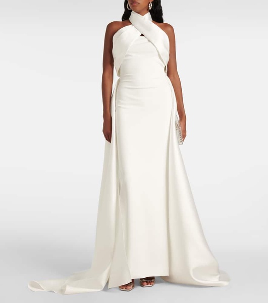 Rumi twill and crêpe gown