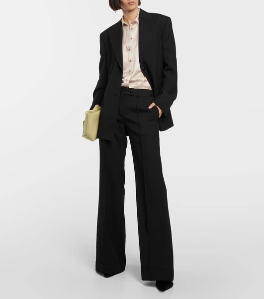 Wide-leg wool-blend pants