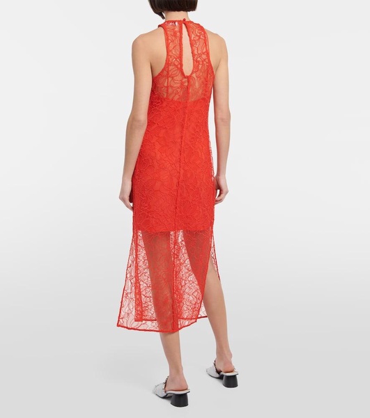 Halterneck lace midi dress