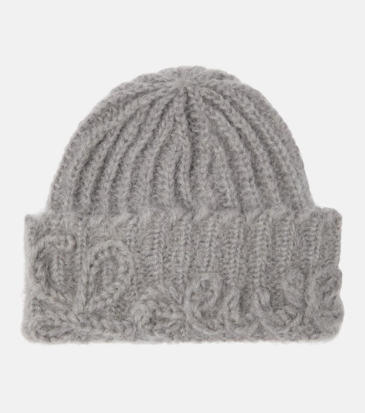 Logo ribbed-knit mohair-blend beanie