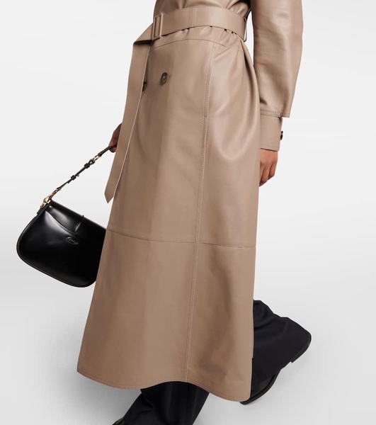 Leather trench coat