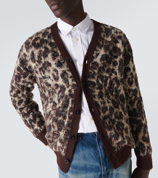 Leopard-print jacquard cardigan