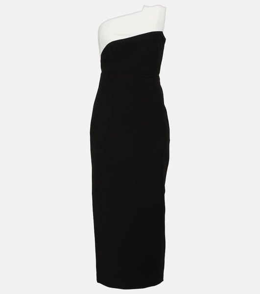 Strapless crêpe midi dress