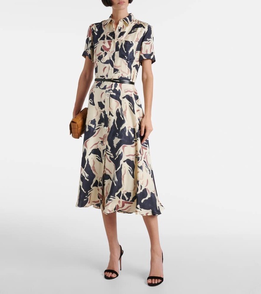 Kiera printed silk midi dress