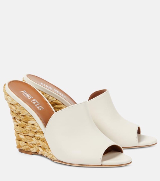 Deia 100 leather-trimmed espadrille wedges