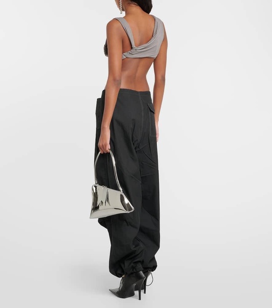 Cotton-blend wide-leg pants