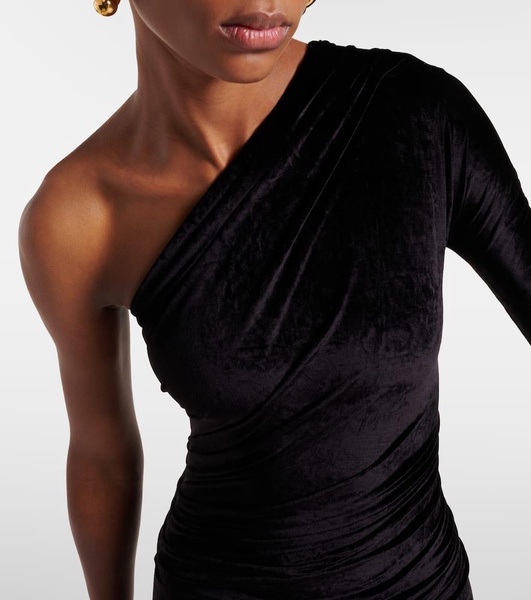 Asymmetric one-shoulder velvet gown