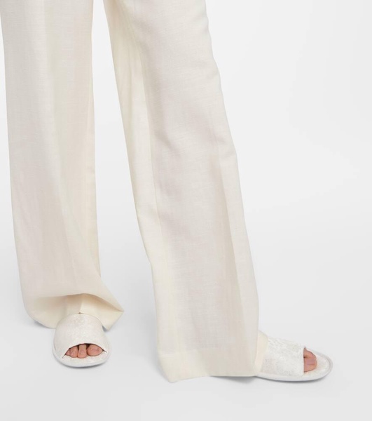 Foulard wool, silk and linen straight pants