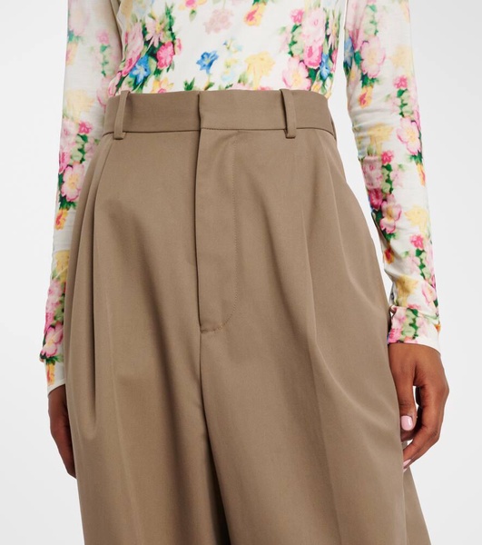 Cotton and silk gabardine wide-leg pants