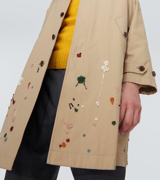 Embellished cotton gabardine trench coat