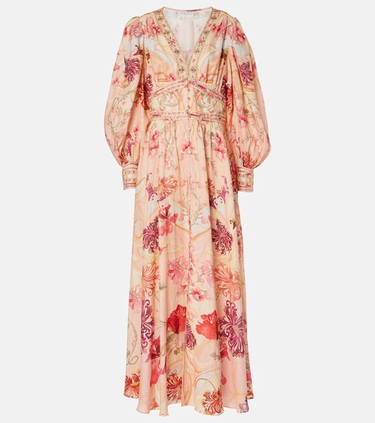 Blossoms And Brushstrokes linen maxi dress