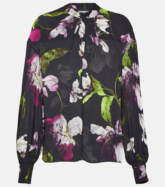 floral-print balloon-sleeve blouse