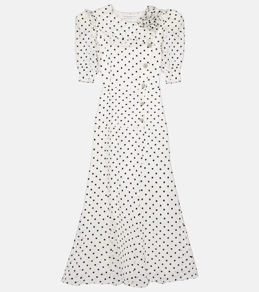 Alessandra Rich Polka-Dot Puff-Sleeved Dress