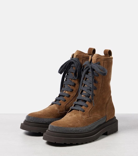 Suede combat boots