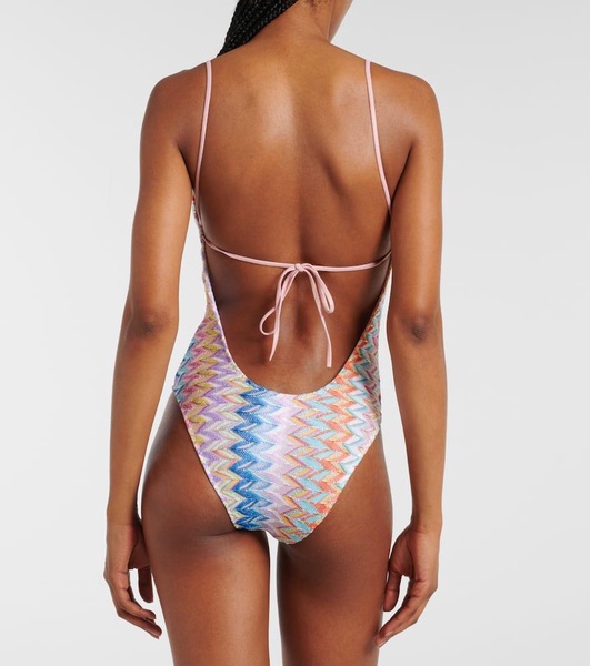 Zigzag lamé swimsuit