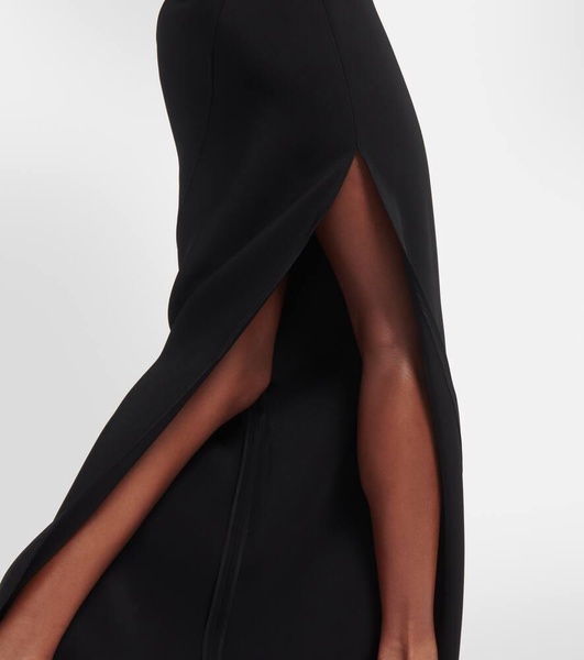 Cutout leather-trimmed gown