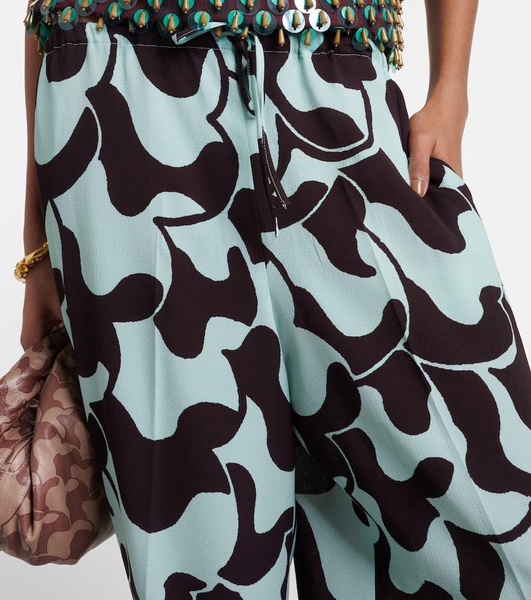 Printed crêpe palazzo pants