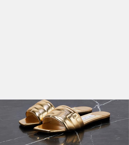 Themis metallic leather slides