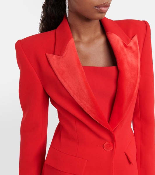 Priestly velvet-trimmed crêpe blazer