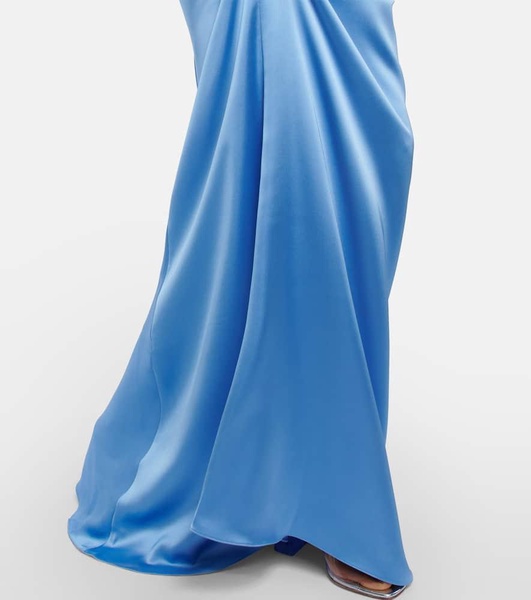 Draped halterneck satin gown