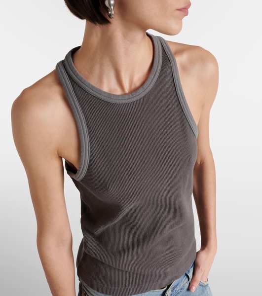 Waffle-knit cotton tank top