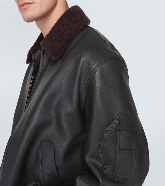 Leather bomber jacket