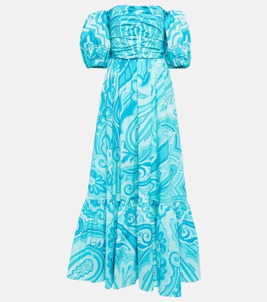 paisley-print off-shoulder maxi dress