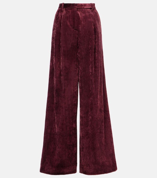 Mid-rise corduroy wide-leg pants