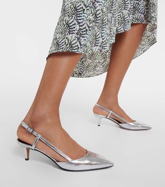 Pilia metallic leather slingback pumps