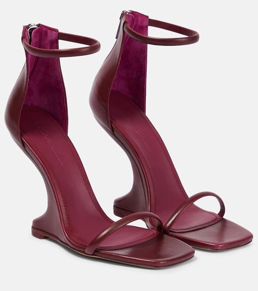 Cantilever leather wedge sandals