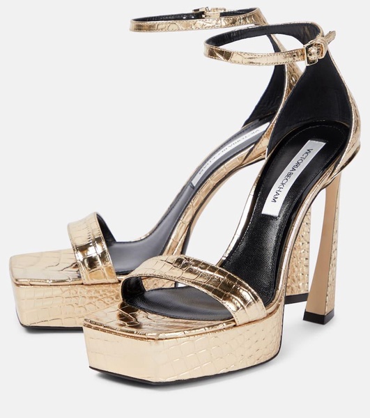 Metallic leather platform sandals