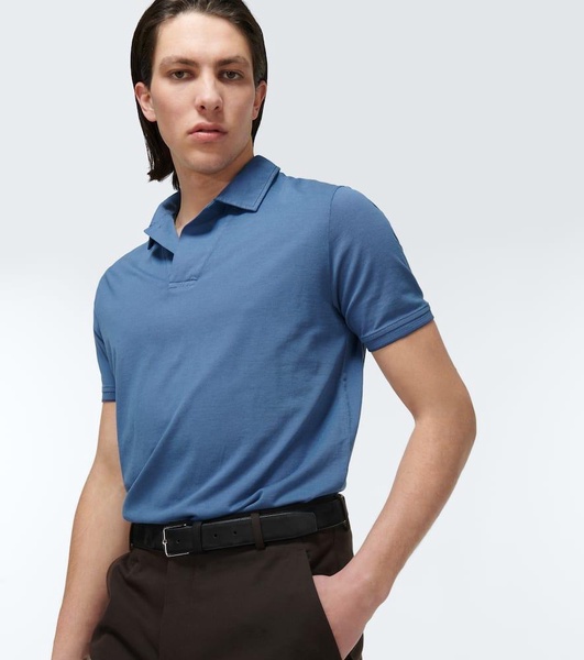 Cotton and silk piqué polo shirt