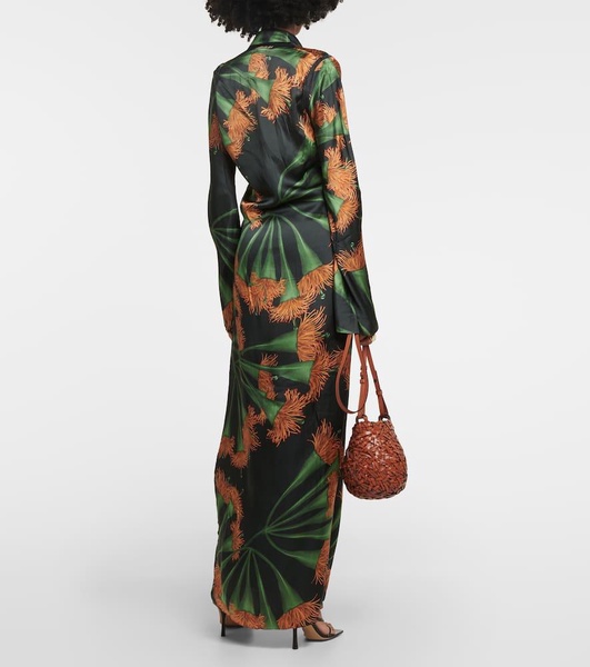 Printed silk-blend wrap dress