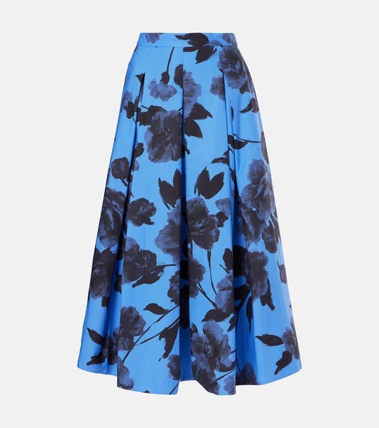 Floral-Printed Cotton Poplin Midi Skirt