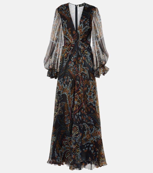 Printed silk gown