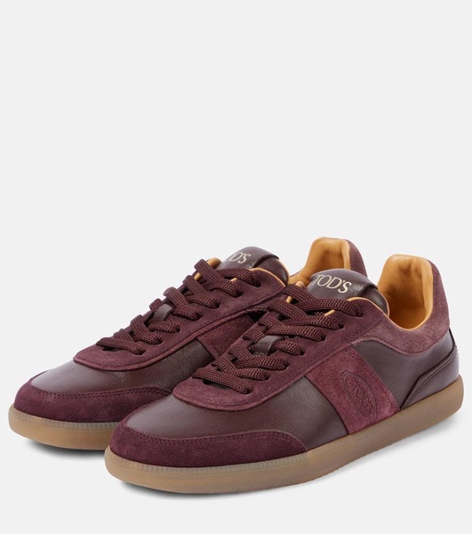 Tabs suede-trimmed leather sneakers