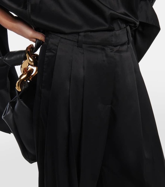 Twill wide-leg pants