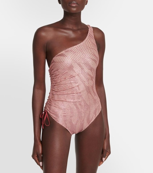 Jacquard one-shoulder swimsuit