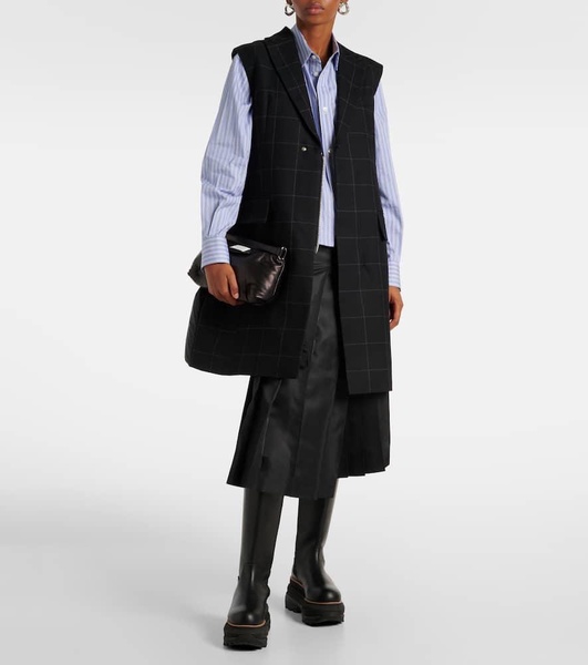 Checked down-paneled wool vest