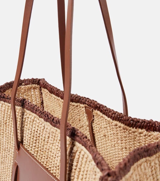 Capri Medium raffia and leather tote bag