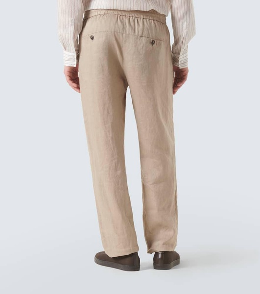 Linen canvas straight pants