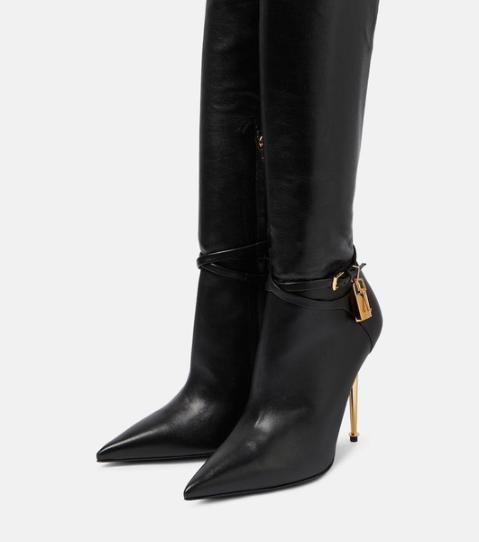 T Screw leather over-the-knee boots